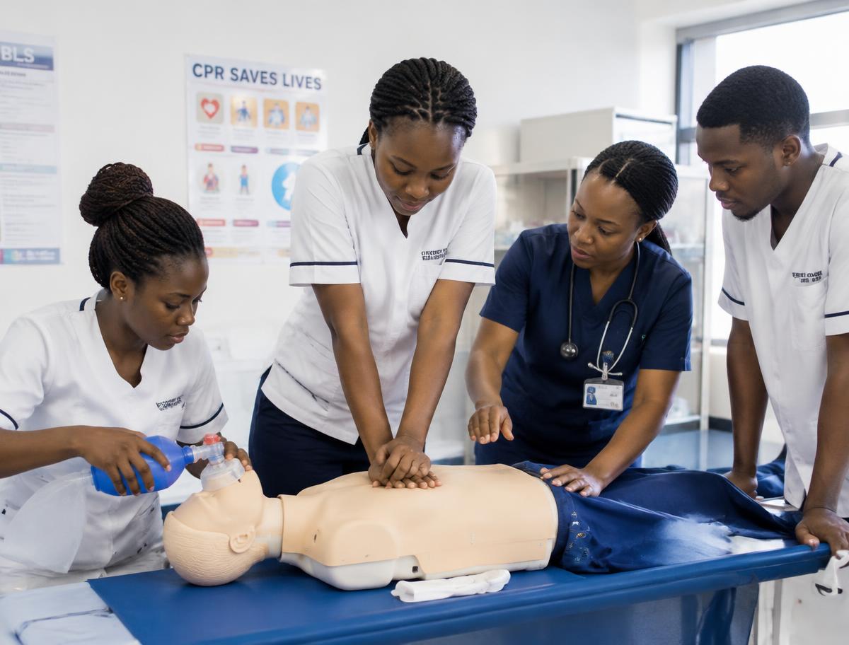 Learners practising healthcare skills — illustrative training scene